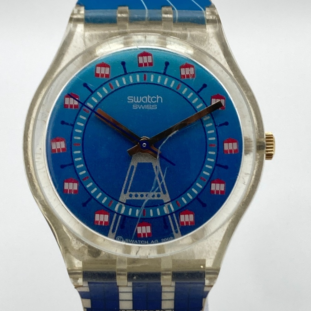 Swatch Time For Vienna Watch 33mm Gent Blue Swiss Made GZ179 New Battery 8.5"
